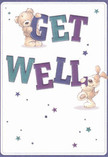 The get well card beams with playful devotion, featuring two sweet friends-a teddy bear perched atop the vibrant 'GET', and a floppy-eared puppy cuddled near 'WELL'-each brimming with enthusiasm for cheering someone's recovery. The hand-lettered message bursts in bold shades of indigo, teal, and purple, standing proud on a soft white background much like the light-dappled streets of Kingston Vale. Scattered stars in blue and violet bring a sprinkling of magic and hope, echoing the simple joys found in local parks and green spaces. The tactile illustration hints at soft, plush textures: you can all but feel the bear's fuzzy coat and the silky ears of the pup, much as you'd sense the gentle touch of a petal or bloom. There's an emotional honesty in the scene, reminiscent of the memorable gestures-flowers on a doorstep, a reassuring card-shared by residents across Kingston Vale. As a local florist, I recognise the card's blend of gentle encouragement and creative care, making it a thoughtful pairing for any bouquet meant to comfort, uplift, and surround someone with the kindness of our community.